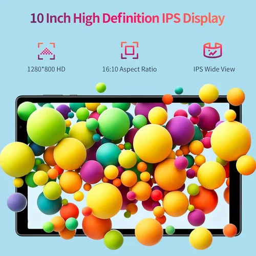 Vista 4 de Tablet Android 15 de 10 pulgadas, 8 GB de RAM, 32 GB de almacenamiento, pantalla IPS HD de 1280 x 800, certificado GMS, batería de 6000 mAh, tipo C
