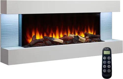 Vista 7 de SimpliFire Format Chimenea eléctrica de montaje en pared de 36 pulgadas con repisa flotante de 43 pulgadas (SF-FORMAT36-SF-FM43-WH)