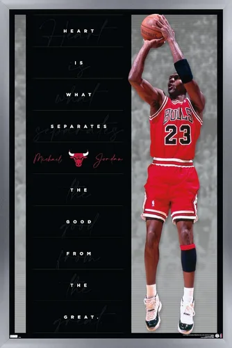 Vista 11 de Trends International Michael Jordan - Póster de pared de corazón, 22.4 pulgadas de largo x 14.7 pulgadas, versión enmarcada en madera de granero