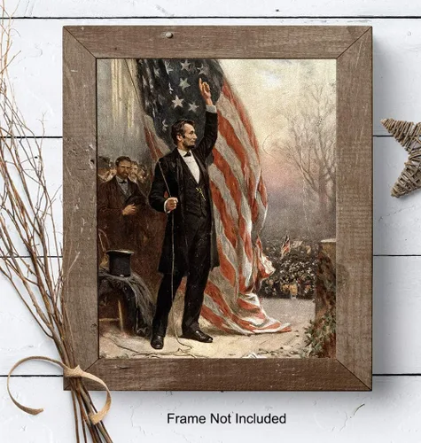 Vista 7 de Abraham Abe Lincoln - Póster artístico de la bandera estadounidense, regalo patriótico de 8 x 10 pulgadas para hombres, republicanos, conservadores