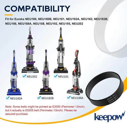 Vista 2 de KEEPOW Correa de vacío compatible con correa de vacío Eureka, parte E0205 Power Speed Vacuum, apto para Eureka modelo NEU280, NEU182A, NEU202