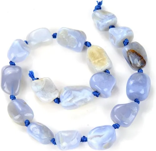 Vista 5 de Adabele Cuentas de piedras preciosas perforadas grandes de cuarzo de ágata de encaje azul pulido natural de 15 pulgadas