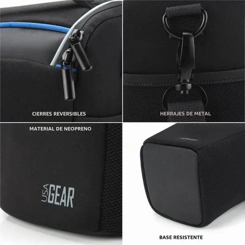 Vista 6 de USA GEAR Bolsa compacta para guardar cámara con cobertor para lluvia y correa para hombro Negro