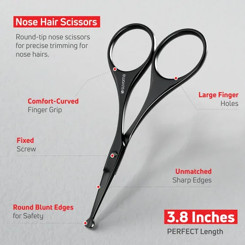 Vista 5 de Suvorna Juego de barba y bigote prémium con tijeras de barba para hombres, maquinilla de afeitar recta con cuchillas, tijeras faciales