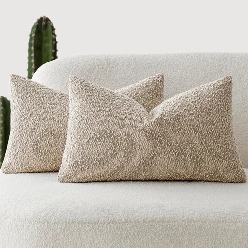 Vista 59 de Foindtower - Juego de 2 fundas decorativas de textura de bucle, fundas de almohada acentuadas, fundas de cojín sólidas, neutrales, para sofá, silla