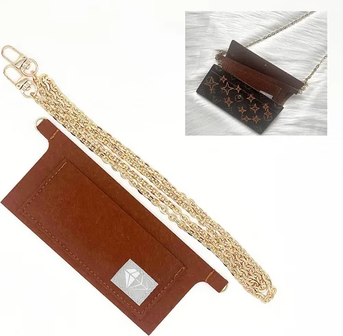 Vista 4 de Kit de conversión de inserto de bolso con cadena dorada para Sarah Emilie Wallet a Crossbody, Beige Bronceado, Minimalista