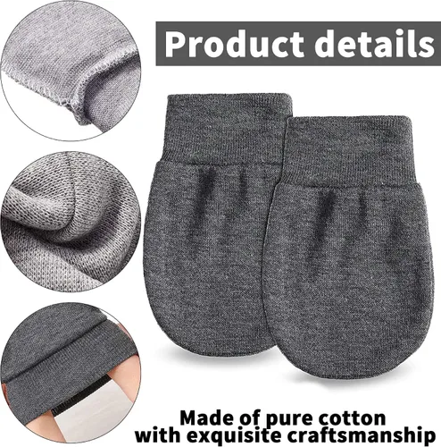 Vista 3 de 16 pares de guantes de algodón para recién nacidos, guantes suaves que no rayan, unisex, juego de guantes para bebés de 0 a 6 meses (4 colores)