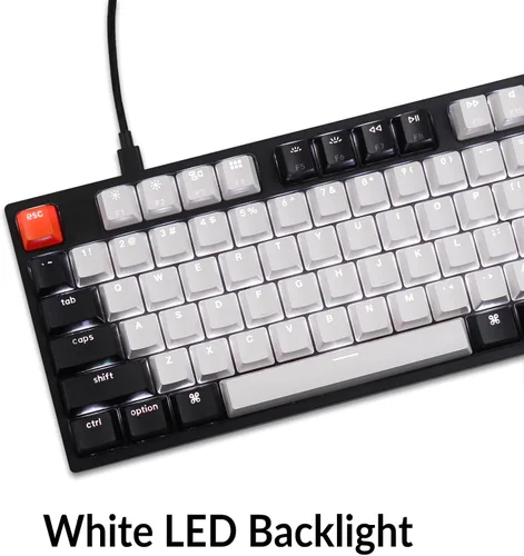 Vista 8 de Keychron Teclado mecánico C1 con cable intercambiable en caliente con interruptor rojo Gateron G Pro teclas ABS de doble disparo retroiluminación