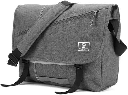 Vista 11 de OIWAS Bolsa de mensajero pequeña para hombres/mujeres, bolsa cruzada de viaje, bolsa de hombro de lona de 14 pulgadas para computadora portátil