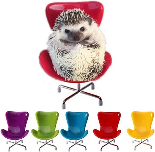 Vista 13 de Silla de erizo mini asiento giratorio de plástico, juguetes para animales pequeños, decoración de hábitat, accesorios de jaula, suministros