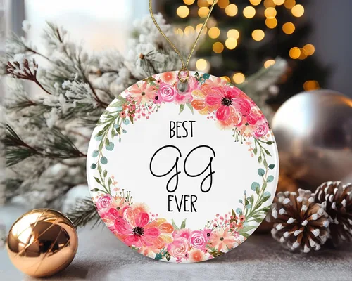 Vista 3 de Best Gg Ever Adorno de Navidad, adorno de Navidad para Gg de hijo, hija, regalos de nana, adorno de Navidad impreso en ambos lados