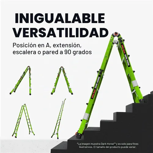 Vista 2 de Little Giant Escaleras Dark Horse 2.0 FG 13', verde de alta visibilidad