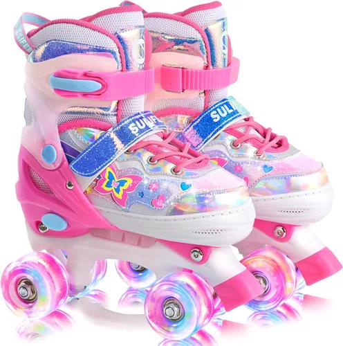 Vista 9 de SULIFEEL - Patines ajustables para niños para niños de 3-5, 5-8, 6-12 años con ruedas iluminadas ajustables de 4 tamaños, el mejor regalo para niños