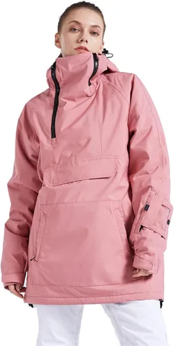 Vista 31 de Chaqueta anorak de esquí para mujer, impermeable, resistente al viento, cálido, para snowboard, abrigo de invierno con capucha