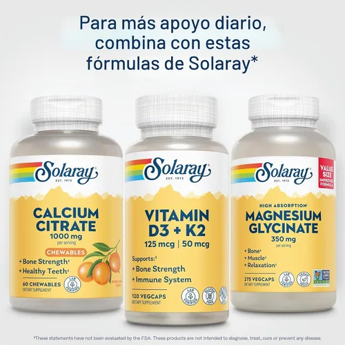 Vista 6 de SOLARAY Citrato de Calcio 1000 mg, Sabor Naranja, 60 Masticables