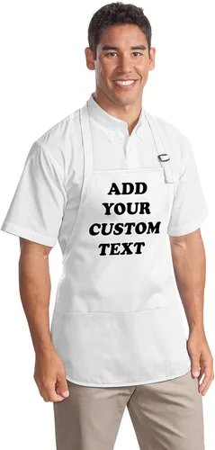 Vista 2 de SILVERFISH Diseña tu propio delantal Añade tu texto Cocina de chef a la parrilla, unisex