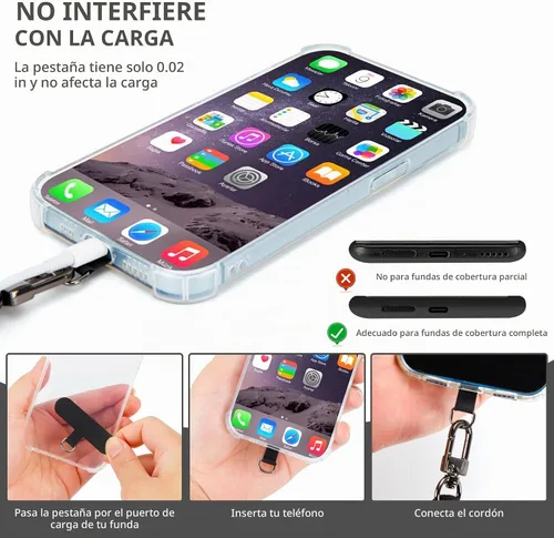 Vista 7 de HOTEMIA Cordón para teléfono y correas para la muñeca, cordón para celular ajustable cruzado con billetera desmontable, cordón para iPhone de 8mm