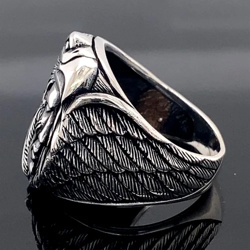 Vista 4 de Silver Nativa American Ring,Silver Eagle Signet Ring, Silver American Ring,925k Sterling Silver Ring, Handmade Silver Ring,Gift For Him