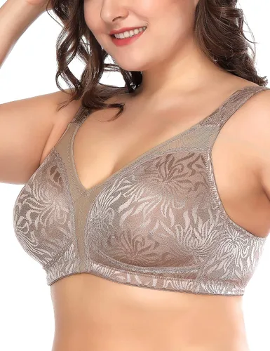 Vista 3 de Deyllo - Brasier reductor para mujer copa completa tamaño grande sin aros no acolchado