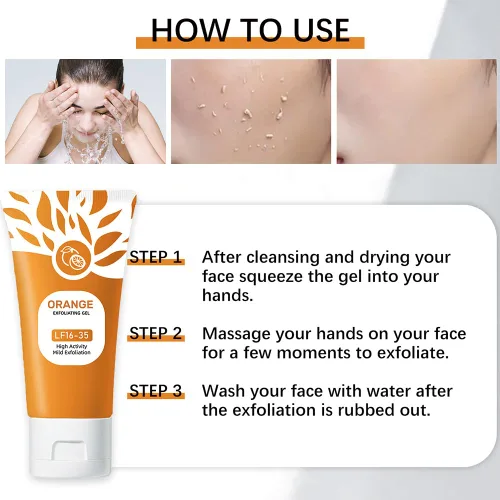 Vista 7 de 2 unidades de gel exfoliante naranja para la cara y la piel del cuerpo, gel hidratante facial hidratante de limpieza profunda, gel de pelado