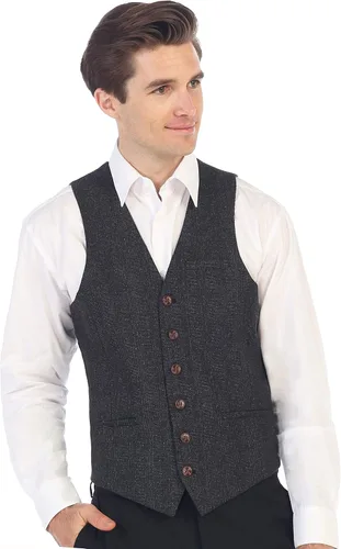 Vista 107 de Gioberti Chaleco de tweed formal de 6 botones para hombres
