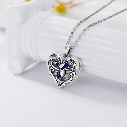 Vista 2 de SOULMEET Collar con medallón de plata de ley que sostiene fotos para mantener a alguien cerca de ti, medallón personalizado, joyería personalizada