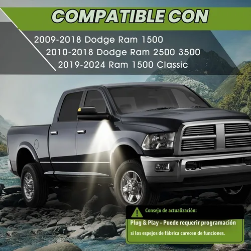 Vista 3 de Espejos de remolque para Ram 1500 2009-2018, Ram 2500 3500 2010-2018 Negro