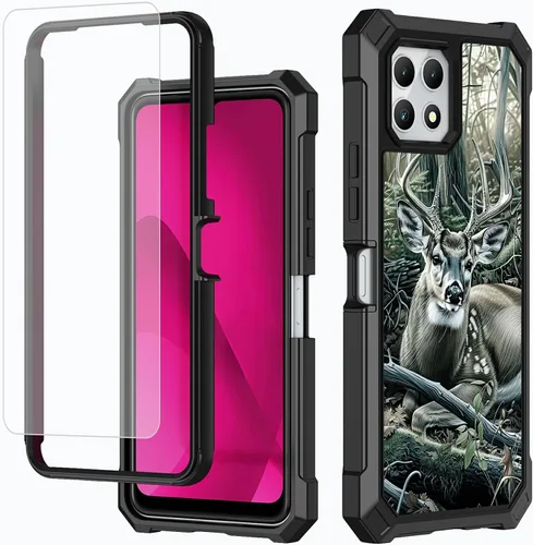 Vista 34 de Funda para T-Mobile Revvl 7 de 6.6 pulgadas con protector de pantalla, policarbonato duro de doble capa resistente y TPU suave a prueba de golpes