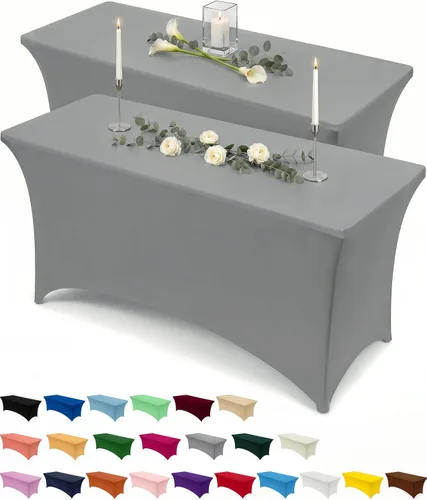 Vista 73 de Utopia Kitchen Mantel rectangular de spándex de 4 pies [1 unidad, negro] 200 GSM elástico, ajustado, lavable y resistente a las arrugas, cubierta