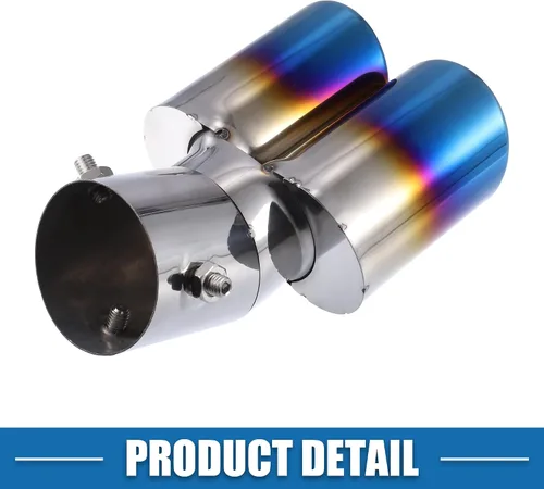 Vista 5 de Tubo de doble punta de escape para automóvil, doble salida, diámetro aplicable, 2.4 pulgadas, tubo de escape universal, punta de silenciador, tubo