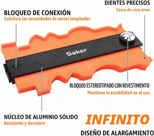 Vista 7 de Saker - Herramienta de perfil para contornos con conexión ilimitada, copia precisa de formas irregulares (2 piezas) Lápiz para agujeros profundos