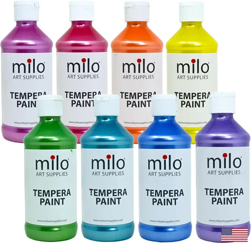 Vista 12 de milo Pintura de témpera fluorescente neón lavable, botellas de 16 onzas, 6 colores, fabricada en los Estados Unidos, brilla con luz ultravioleta