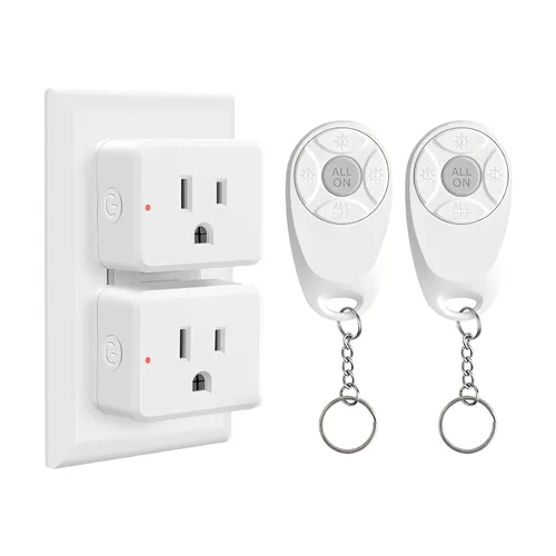Vista 15 de Toma de control remoto, interruptor de luz y enchufe remoto greencycle con interruptor de luz inalámbrico, rango de 500 pies, no necesita cableado