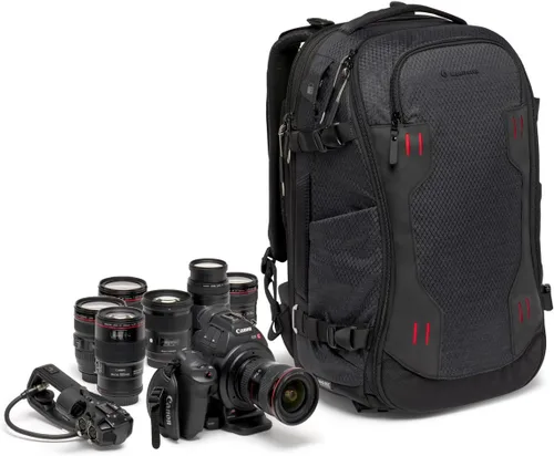 Vista 8 de Manfrotto PRO Light Flexloader L, mochila profesional para cámaras, bolsillo expandible para estabilizador de cardán de 3 ejes, múltiples puntos
