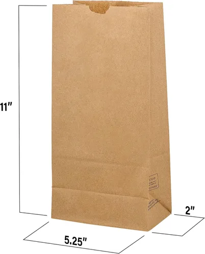 Vista 2 de MT Products Bolsas de papel marrón de 5 libras - Papel Kraft para panadería y comestibles - Paquete de 100
