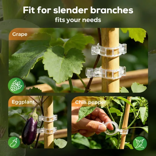 Vista 7 de Clip de plástico seguro para plantas, clips de jardín actualizados 2026 para plantas trepadoras, clips de enrejado de plástico, tomate, uva, vid