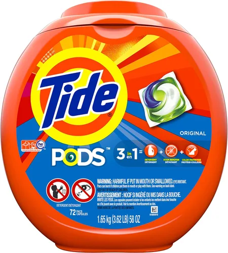 Vista 28 de Tide PODS detergente para ropa en cápsulas, removedor de manchas 3 en 1, combatiente de olores, protector de color, 42 unidades, compatible con HE