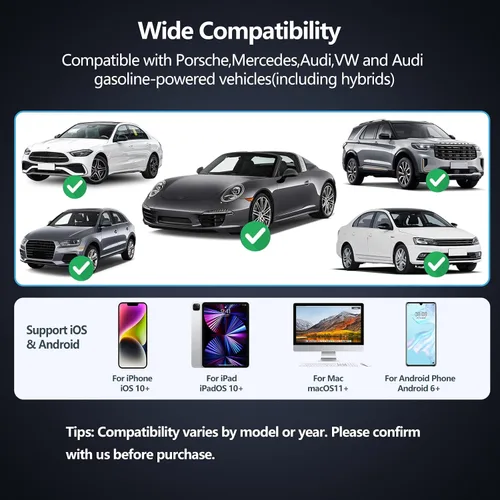 Vista 5 de Escáner OBD2 para Porsche, Benz, Ford, VW, Audi, Bluetooth OBD2 herramienta de diagnóstico para iOS y Android, verifica la luz del motor, lee