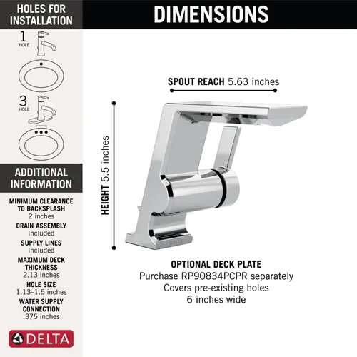 Vista 3 de Delta Faucet 599-PR-MPU-DST Grifo de barra pivotal, Lumicoat cromado