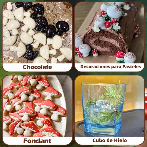 Vista 3 de Webake Molde de chocolate de hongos, moldes de silicona de 15 cavidades con tres bonitas formas de hongo, perfecto para chocolate, dulces, fondant