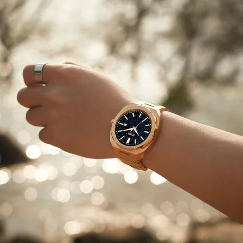 Vista 5 de BUREI Relojes de pulsera para hombre, relojes analógicos de cuarzo de acero inoxidable para hombre