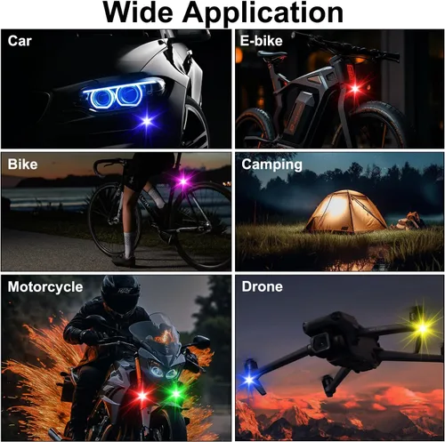 Vista 6 de 4 piezas de luces estroboscópicas LED inalámbricas con control remoto, 8 colores, carga USB, impermeables, luces de advertencia de emergencia