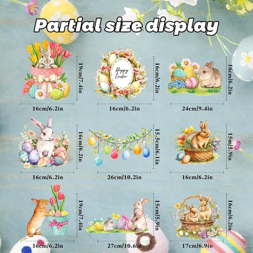 Vista 6 de 81 calcomanías de Pascua para ventana, calcomanías de Pascua para ventanas de vidrio, calcomanías de conejo de Pascua para ventanas, calcomanías