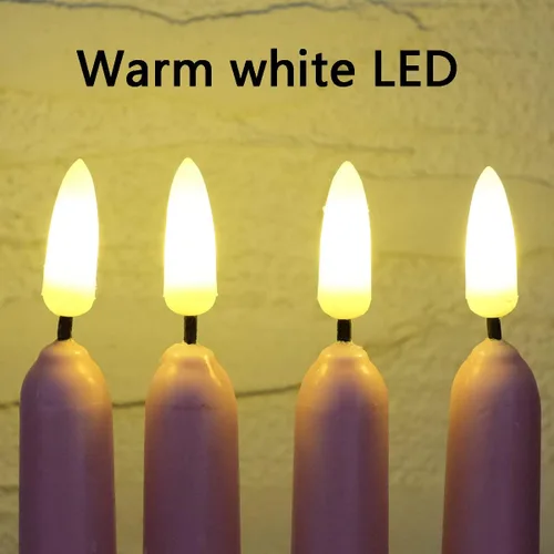 Vista 3 de Paquete de 4 velas sin llama de color rosa de 11 pulgadas cubiertas de cera, utiliza 2 pilas AA (no incluidas), funciona con 200 horas, control