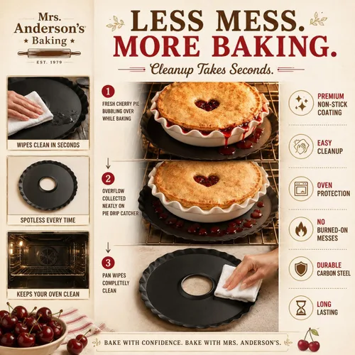 Vista 5 de Mrs. Anderson's Baking Bandeja antiadherente para atrapar pasteles, acero al carbono con revestimiento antiadherente de primera calidad, sin PFOA ni