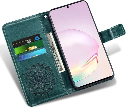 Vista 3 de Funda de teléfono para Samsung Galaxy Note 20 Ultra Glaxay Note20 Plus 5G con protector de pantalla de vidrio templado, funda delgada de piel, Verde