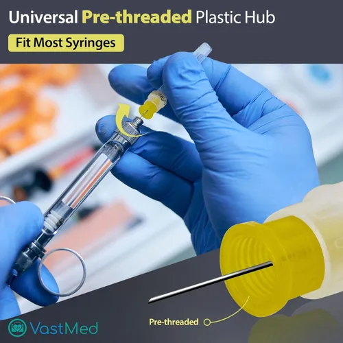 Vista 7 de 100 agujas de cubo de plástico de grado dental 27G de largo Agujas dentales desechables autoroscadas agujas de punto de triple bisel