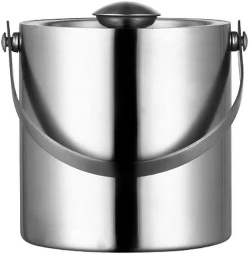 Vista 6 de Cubo de hielo – Cubo de aislamiento térmico doble de 3L, barra nórdica y KTV para cerveza y vino y cóctel y champán con tapa, champán/dorado/plata