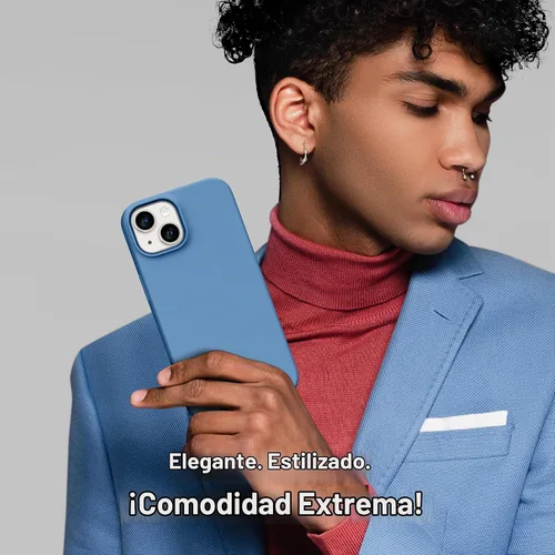 Vista 9 de GONEZ Funda magnética para iPhone 14, compatible con Magsafe, con protector de pantalla + protector de cámara, forro de microfibra antiarañazos Azul