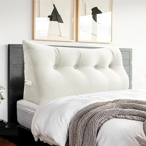 Vista 11 de Almohada de cabecero – Almohada de cama grande 3 en 1 como almohada de lectura de cuña, almohada grande para sofá cama o respaldo de apoyo, almohada